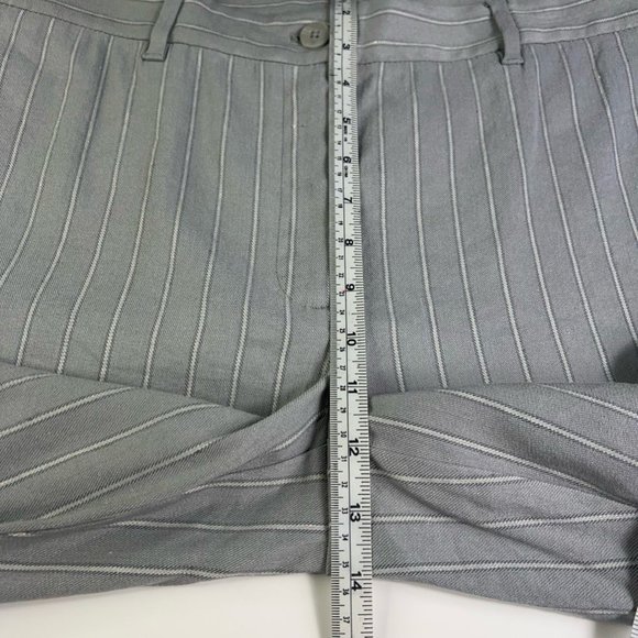 J. Jill Womens Linen Stretch Cropped Pants Gray Stripe High Rise Pockets 14 New - Picture 8 of 12